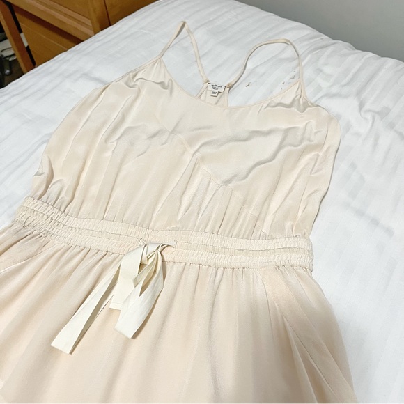 Aritzia Wilfred Silk Sleeveless Tie Waist Racerback Midi Dress Ivory Size Small - Picture 8 of 15